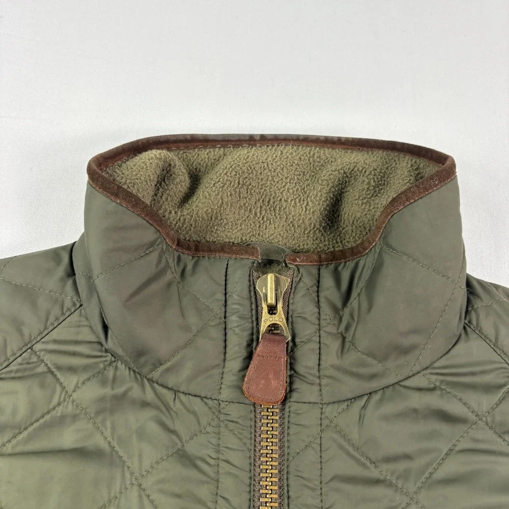 Vintage Polo Ralph Lauren Quilted Jacket Mens XL Green Full Zip Lined Y2K
